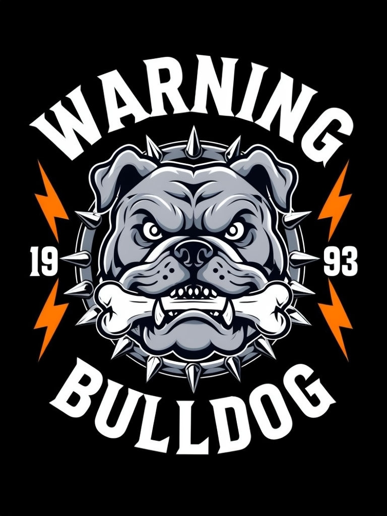 Fierce Bulldog Head Warning Graphic T-Shirt Design