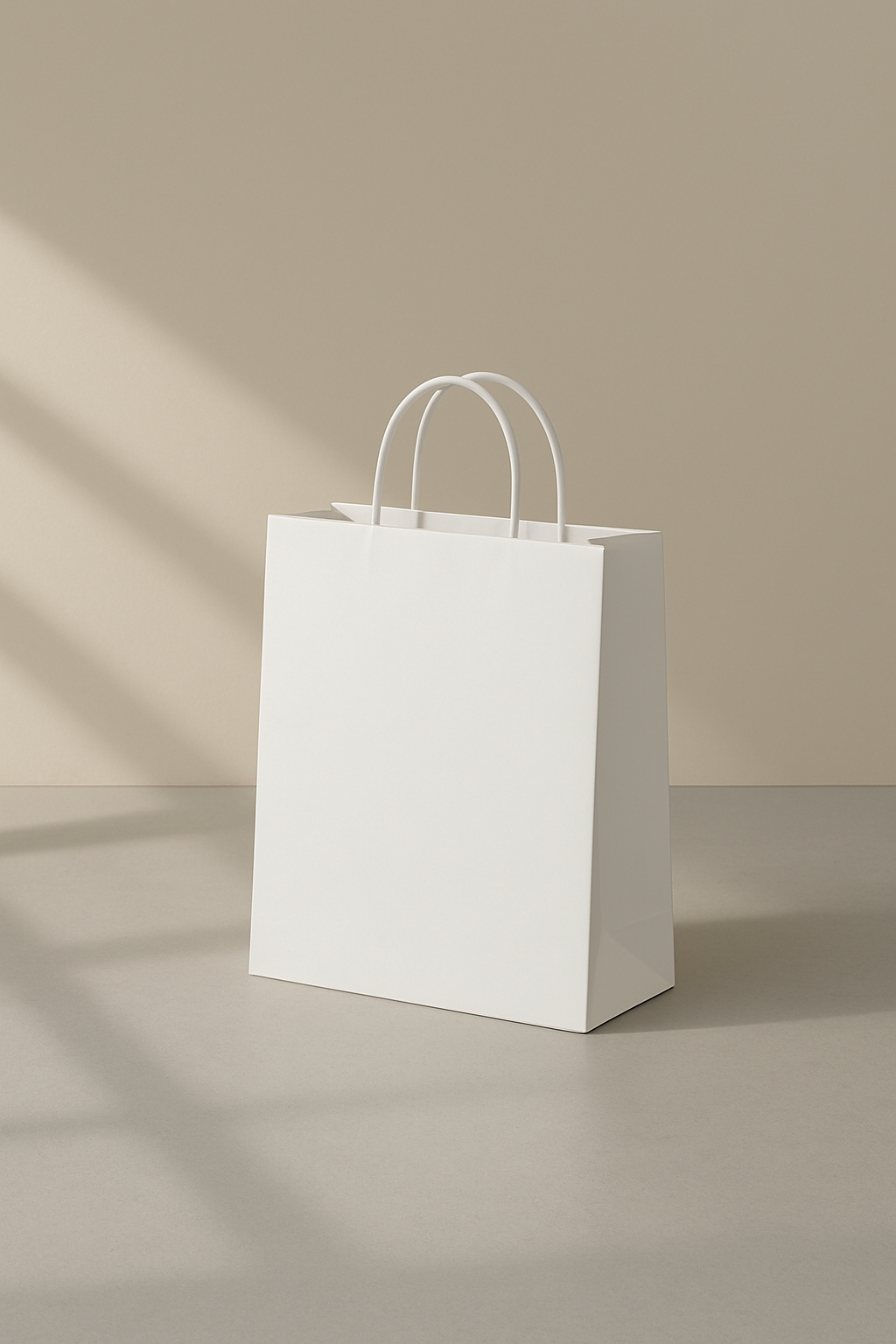 Minimalist White Paper Shopping Bag Photography Mockup