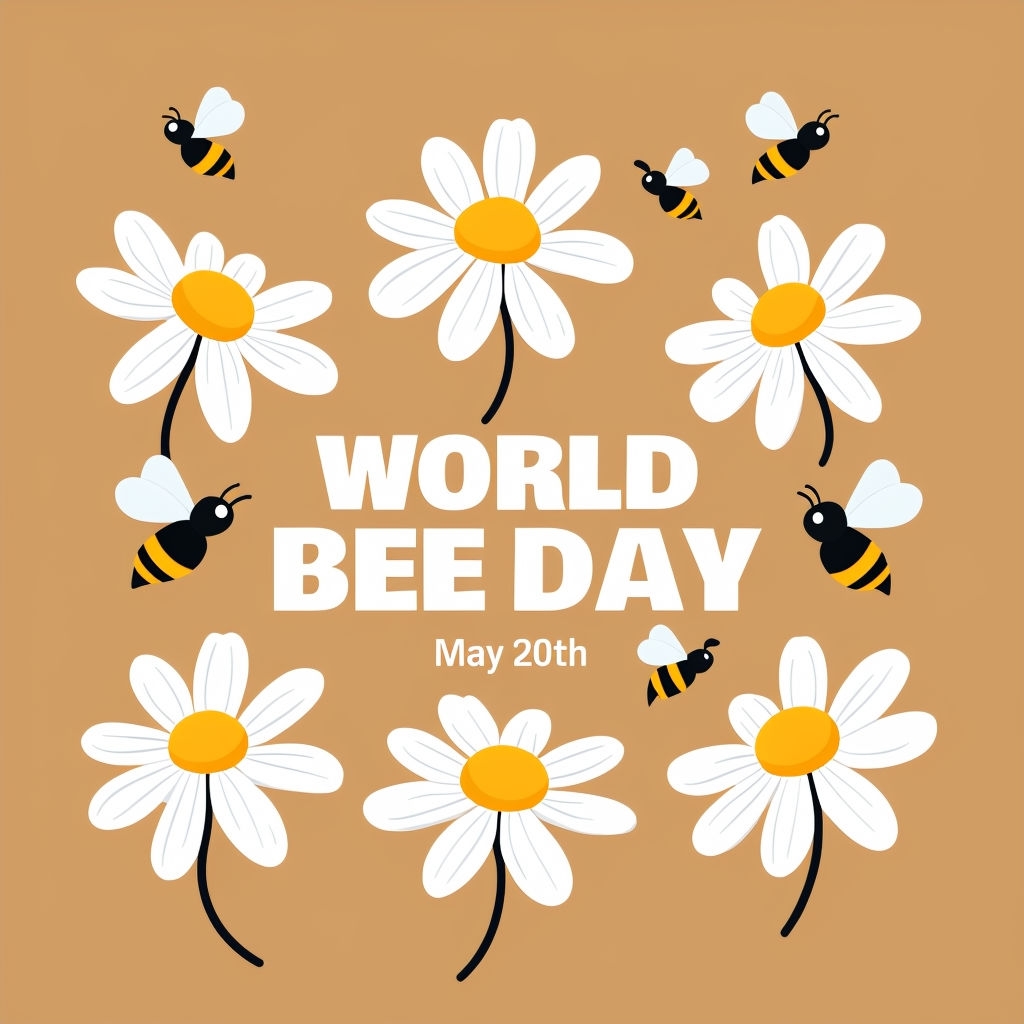 Cheerful World Bee Day Celebration Cartoon Illustration Social Media Post