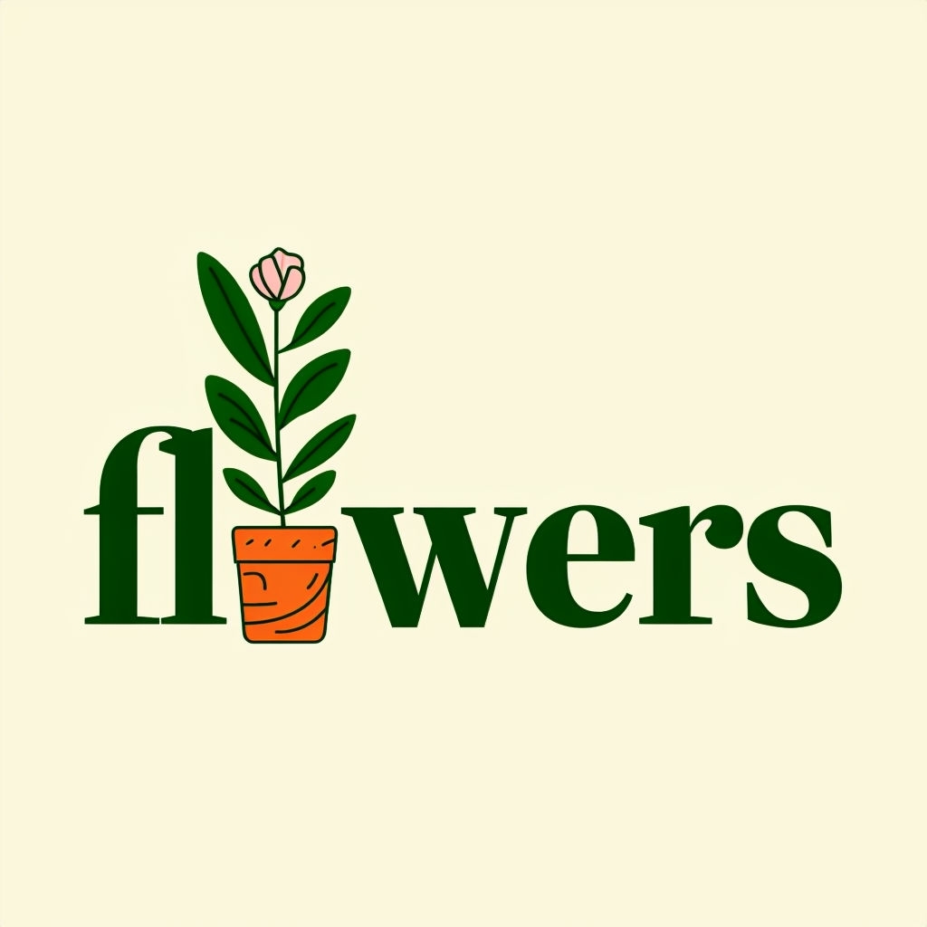 Elegant Minimalist Flowers Logo with Potted Plant Design