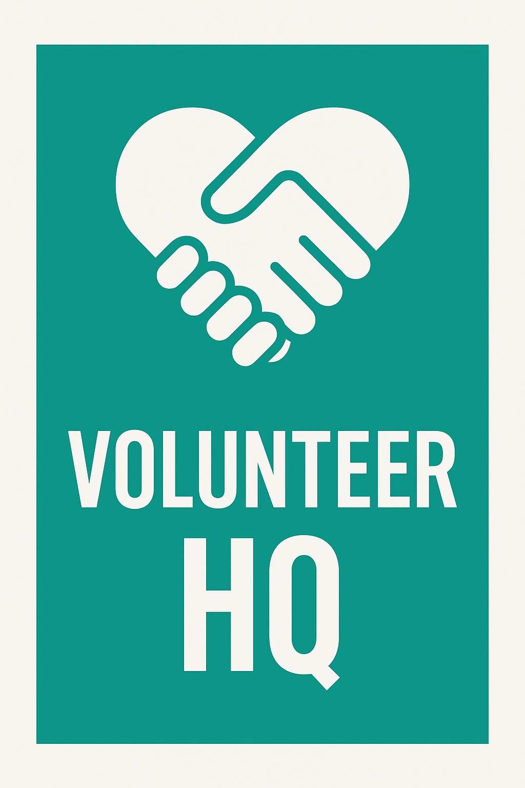 Teal Heart Handshake Volunteer HQ Minimalist Event Sign