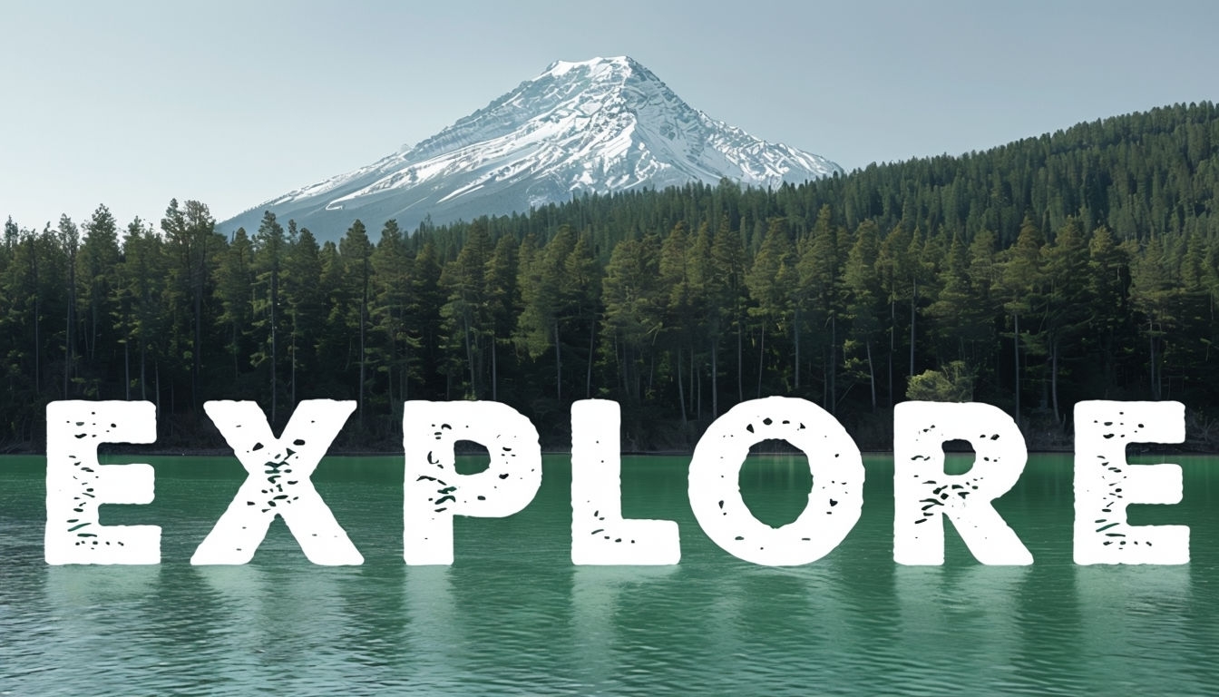 Serene Mountain Landscape with 'EXPLORE' Text Social Media Post