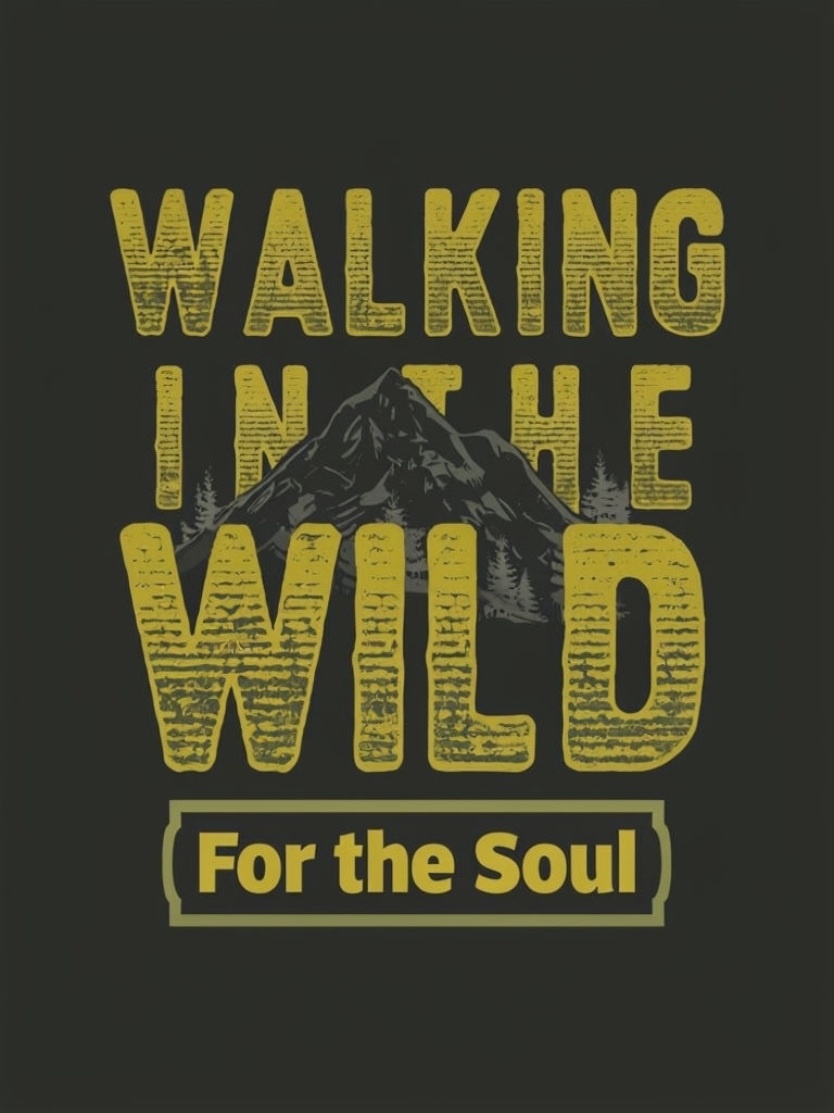 Walking in the Wild Rugged Typography with Mountain Illustration Poster