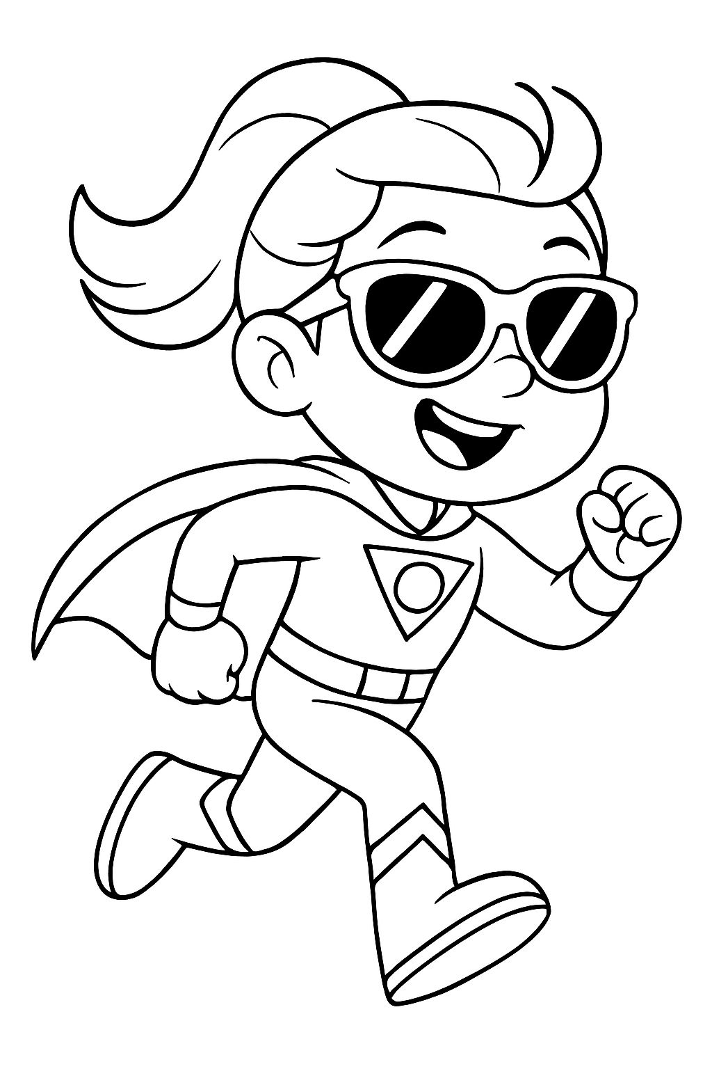 Dynamic Cartoon Superhero Child Line Drawing Coloring Book Pages