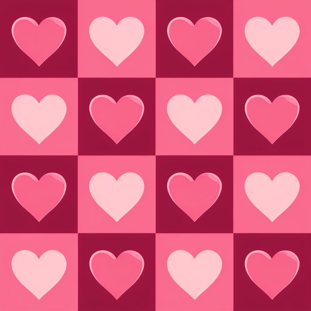 Colorful Heart Shapes Grid Seamless Pattern Design