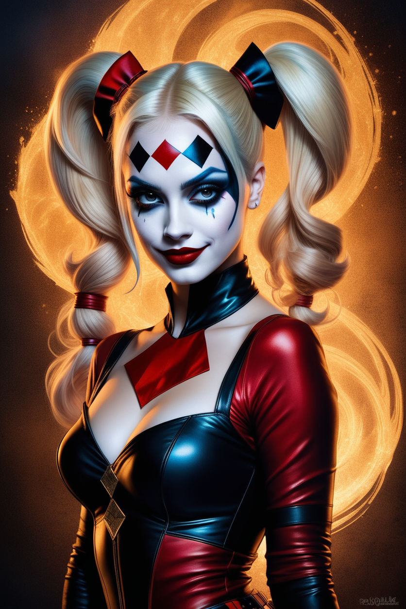 A portrait of Harley Quinn in bikini