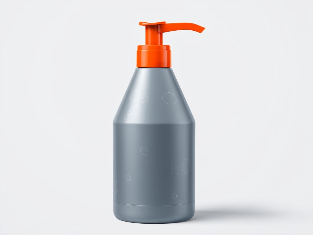 Gray Oil Dispenser Bottle Mockup with Bright Orange Pump Design Mockup