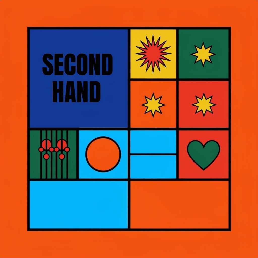 Vibrant Geometric Abstraction Poster with Bold Symbols Sticker